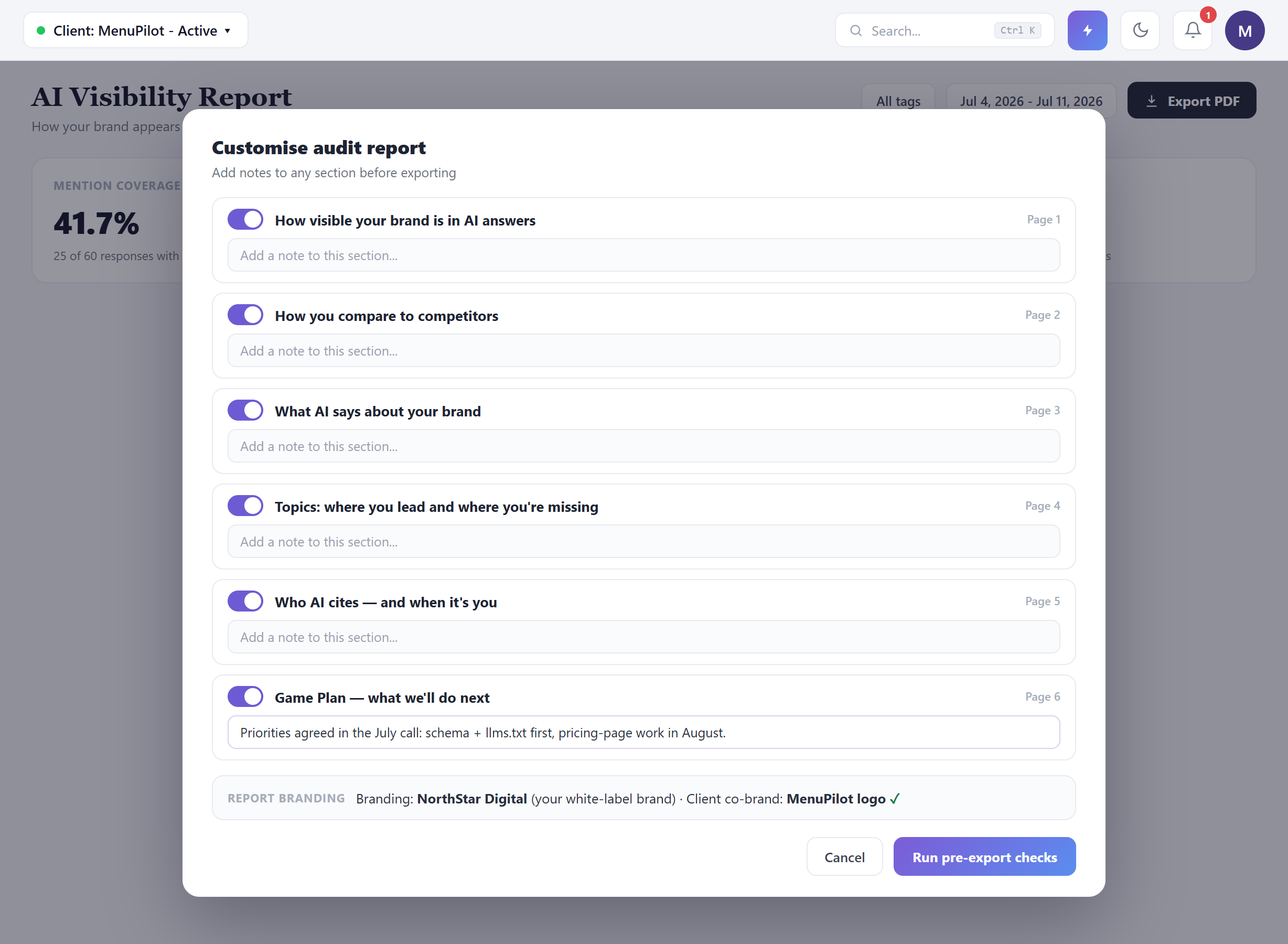 customise modal